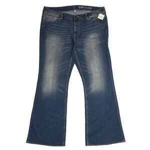 NY & C Jeans Womens 18 Curvy Flare Blue High Waist 70’s Boho Hippie Stretch